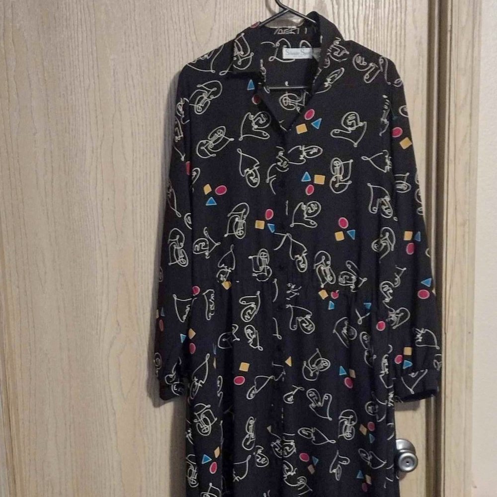 Vintage 1980s Sheer Black Schrader Sport Dress